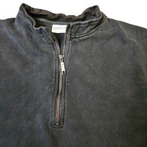 Orvis Mens Quarter Zip Sweatshirt Faded Black/Gray Cotton Blend Mock Size Medium